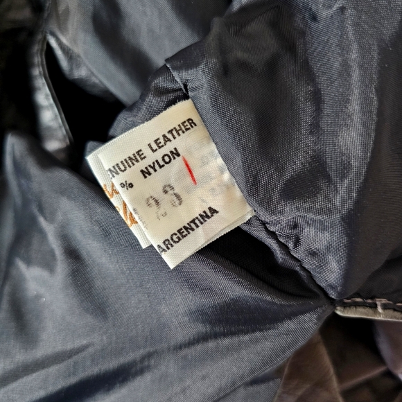 Vintage Oleg Cassini Genuine Leather Black Blazer Jacket - Picture 8 of 16